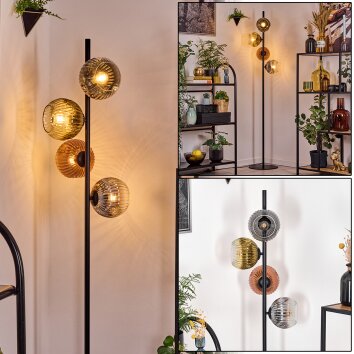 Ripoll floor lamp gold, clear, coppery, Smoke-coloured, 4-light sources