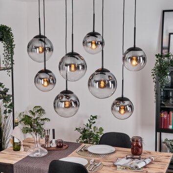 Gastor hanging light, globe light, pendant light clear, Smoke-coloured, 8-light sources