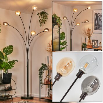 Nikkala floor lamp chrome, black, 5-light sources