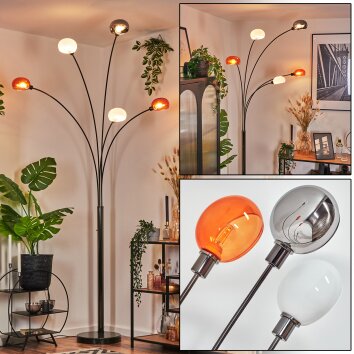 Nikkala floor lamp chrome, black, 5-light sources