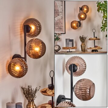 Koyoto globe light, wall light coppery, 3-light sources