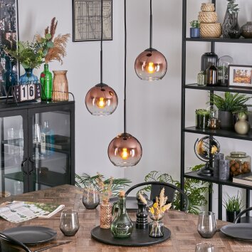 Koyoto hanging light, globe light, Cluster pendant lamp 30 cm clear, coppery, 3-light sources
