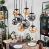 Gastor hanging light, globe light, pendant light Amber, Smoke-coloured, 8-light sources