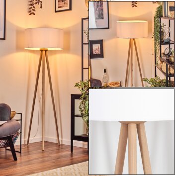 Saladillo floor lamp Light wood, white, 1-light source