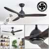 Mosstena Ceiling fan light Dark wood, black, Remote control