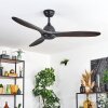 Mosstena Ceiling fan light Dark wood, black, Remote control