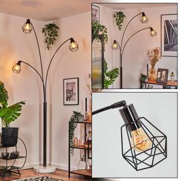 Yaak floor lamp chrome, black, white, 3-light sources