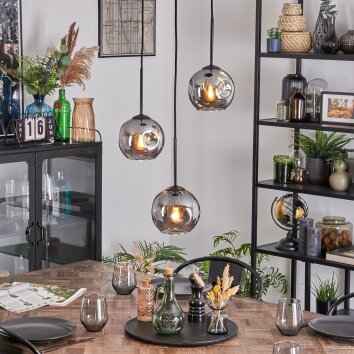 Ripoll hanging light, globe light, Cluster pendant lamp Smoke-coloured, 3-light sources