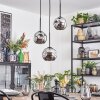 Ripoll hanging light, globe light, Cluster pendant lamp chrome, Smoke-coloured, 3-light sources