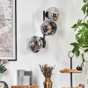 Ripoll globe light, wall light chrome, clear, Smoke-coloured, 3-light sources