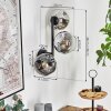 Ripoll globe light, wall light chrome, clear, Smoke-coloured, 3-light sources