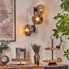Ripoll globe light, wall light chrome, clear, Smoke-coloured, 3-light sources