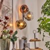 Ripoll globe light, wall light chrome, gold, clear, coppery, Smoke-coloured, 3-light sources