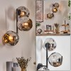 Ripoll globe light, wall light chrome, Smoke-coloured, 3-light sources