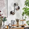 Ripoll globe light, wall light chrome, Smoke-coloured, 3-light sources