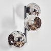 Ripoll globe light, wall light chrome, Smoke-coloured, 3-light sources