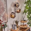 Ripoll globe light, wall light chrome, Smoke-coloured, 3-light sources
