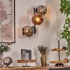 Ripoll globe light, wall light chrome, coppery, Smoke-coloured, 3-light sources