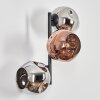 Ripoll globe light, wall light chrome, coppery, Smoke-coloured, 3-light sources