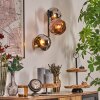 Ripoll globe light, wall light chrome, coppery, Smoke-coloured, 3-light sources