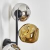 Ripoll globe light, wall light chrome, gold, Smoke-coloured, 3-light sources