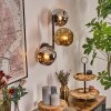 Ripoll globe light, wall light chrome, gold, Smoke-coloured, 3-light sources