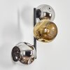Ripoll globe light, wall light chrome, gold, Smoke-coloured, 3-light sources