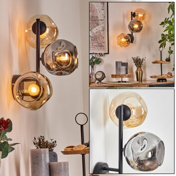Ripoll globe light, wall light Amber, Smoke-coloured, 3-light sources