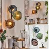 Koyoto globe light, wall light blue, green, coppery, 3-light sources