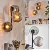 Ripoll globe light, wall light chrome, clear, Smoke-coloured, 3-light sources