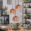 Koyoto hanging light, globe light, Cluster pendant lamp 30 cm clear, coppery, 3-light sources
