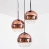 Koyoto hanging light, globe light, Cluster pendant lamp 30 cm clear, coppery, 3-light sources