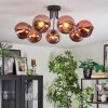 Koyoto ceiling light, globe light coppery, 7-light sources