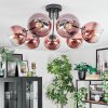 Koyoto ceiling light, globe light clear, coppery, 7-light sources