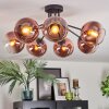 Koyoto ceiling light, globe light clear, coppery, 7-light sources