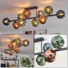 Ripoll ceiling light, globe light blue, green, coppery, 10-light sources