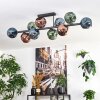 Ripoll ceiling light, globe light blue, green, coppery, 10-light sources