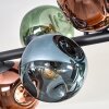 Ripoll ceiling light, globe light blue, green, coppery, 10-light sources