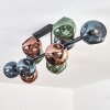 Ripoll ceiling light, globe light blue, green, coppery, 10-light sources