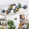 Ripoll ceiling light, globe light blue, gold, green, 10-light sources