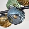 Koyoto ceiling light, globe light blue, gold, green, 10-light sources