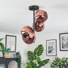 Koyoto ceiling light, globe light coppery, 4-light sources