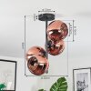Koyoto ceiling light, globe light coppery, 4-light sources