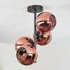 Koyoto ceiling light, globe light coppery, 4-light sources