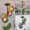 Koyoto ceiling light, globe light blue, green, coppery, 4-light sources
