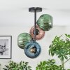 Koyoto ceiling light, globe light blue, green, coppery, 4-light sources