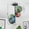 Koyoto ceiling light, globe light blue, green, coppery, 4-light sources