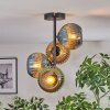 Koyoto ceiling light, globe light blue, gold, green, 4-light sources
