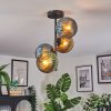 Koyoto ceiling light, globe light blue, gold, green, 4-light sources
