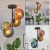 Koyoto ceiling light, globe light blue, gold, green, coppery, 4-light sources